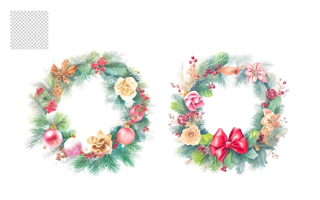 PSD watercolor wreathes png set