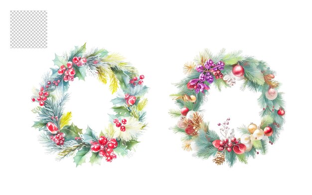 PSD watercolor wreathes png set