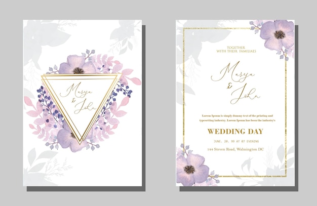 Watercolour wedding invitation design elements psd