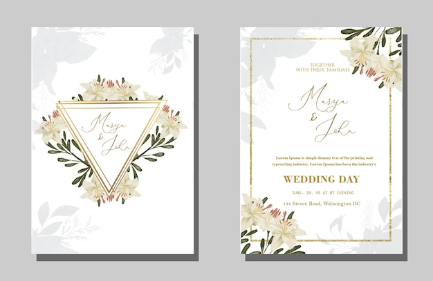 Watercolour wedding invitation design elements psd