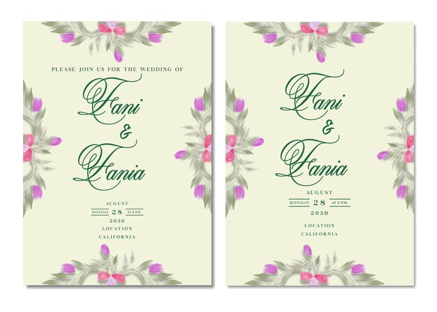 PSD watercolour wedding invitation design elements  psd