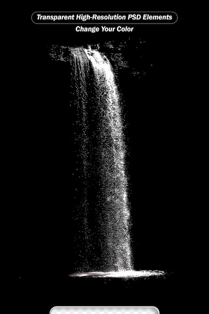 PSD Водопад изолирован на черном фоне