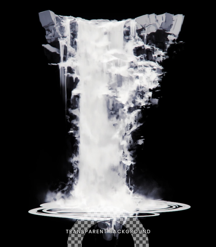PSD waterfall isolated on the transparent background