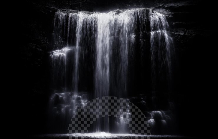 PSD waterfall overlay effect on transparent background