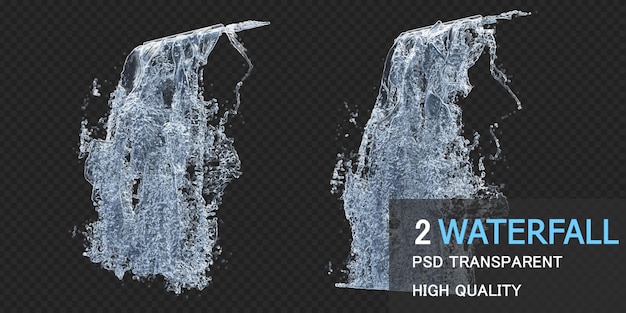 Waterfall with droplets isolated design premium psd