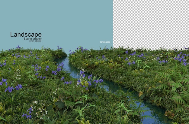 Waterfront plant landscape arrangement rendering