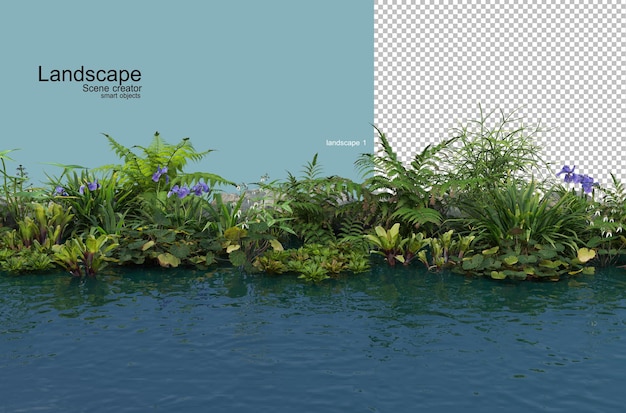 PSD waterkant plant landschap arrangement rendering