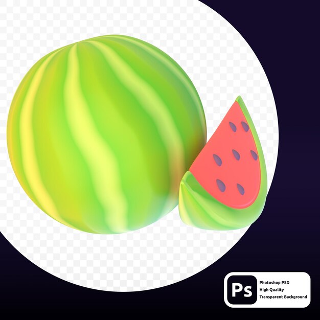 PSD watermelon in 3d rendering for web illustration or other graphic purposes