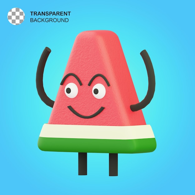 PSD watermelon character illustration in 3d render