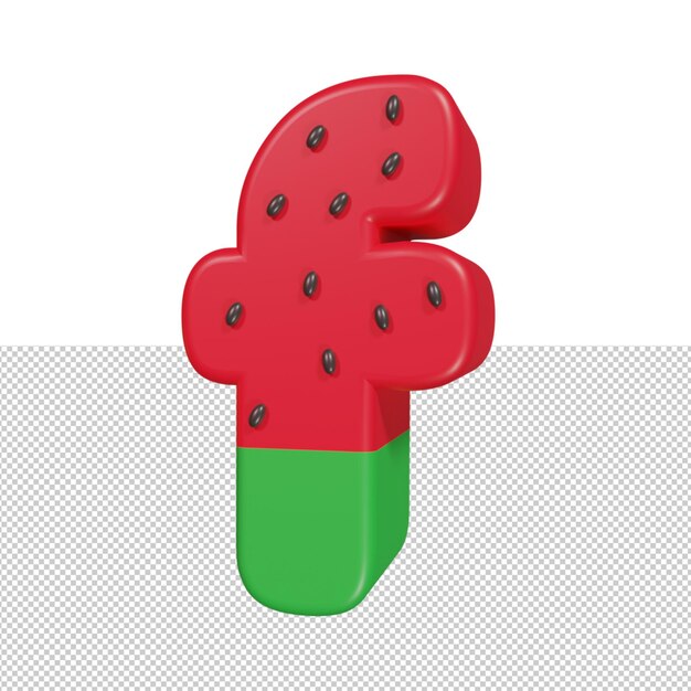 Арбузные буквы f 3d рендеринг шрифта