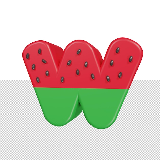 PSD watermelon letters w 3d font render