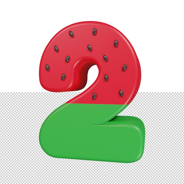 Watermelon number 2 3d font render