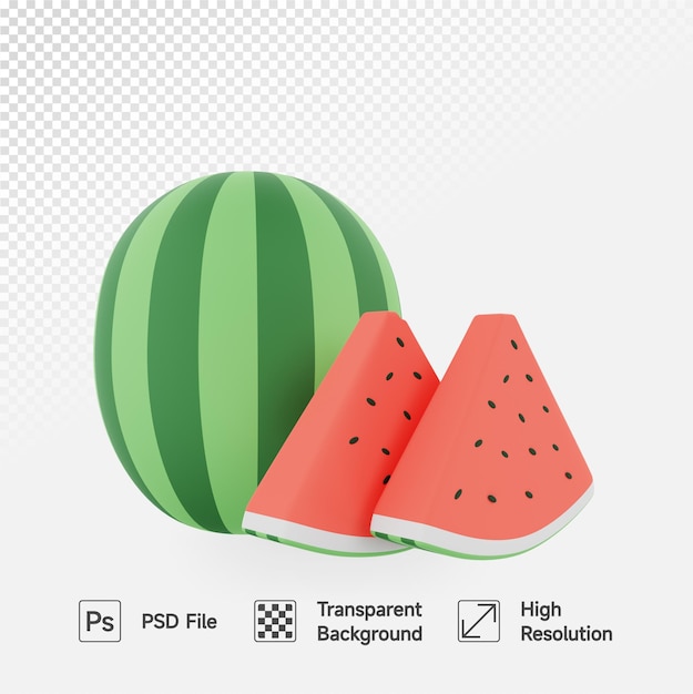 PSD watermelon sliced 3d illustration