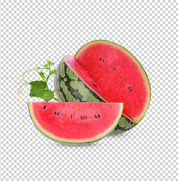 PSD watermelon with leaves isolated premium psd