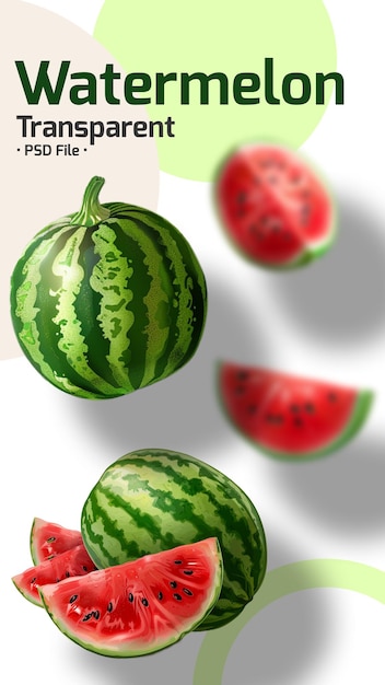 PSD watermelons with cut slice