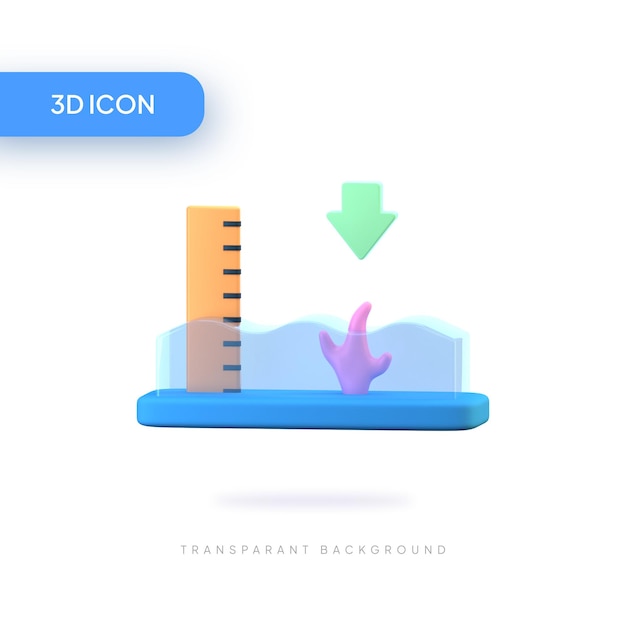 PSD waterniveau naar beneden 3d illustratie icon pack element