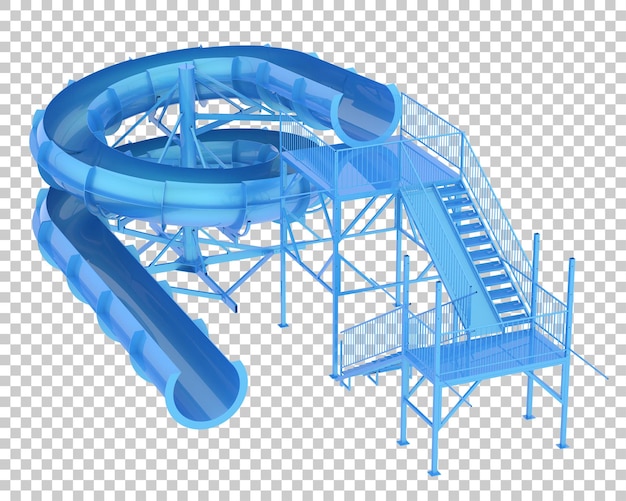 PSD waterpark glijbaan geïsoleerd op transparante achtergrond 3d-rendering illustratie