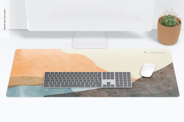 Waterproof Desk Mat Mockup, Perspective