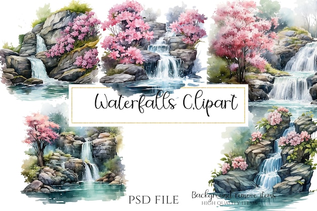 Watervallen landschap clipart