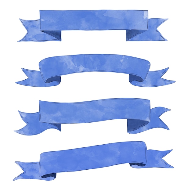 Waterverf blauwe lintbanners