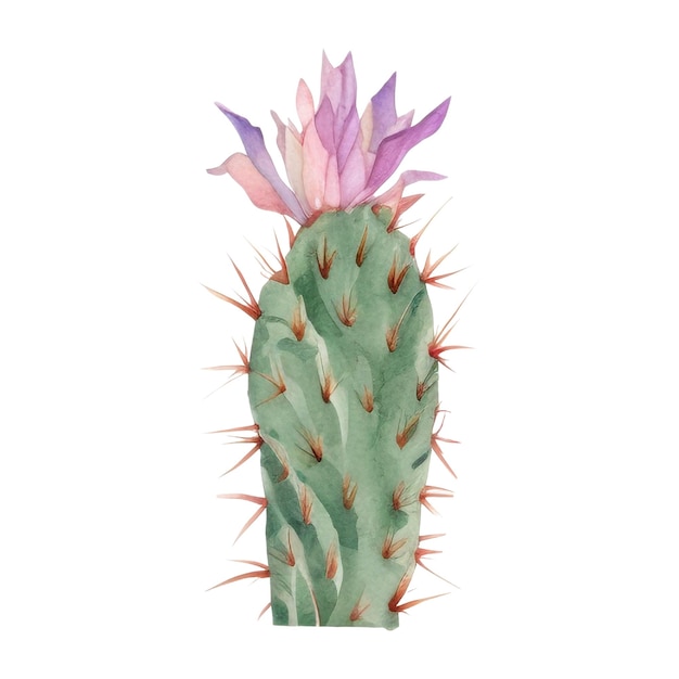 Waterverf cactus illustratie met de hand getekend ontwerpelement geïsoleerd op een witte achtergrond