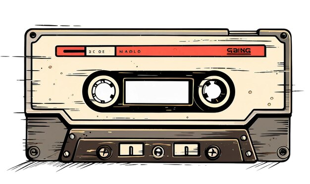 Waterverf illustratie vintage cassette tape