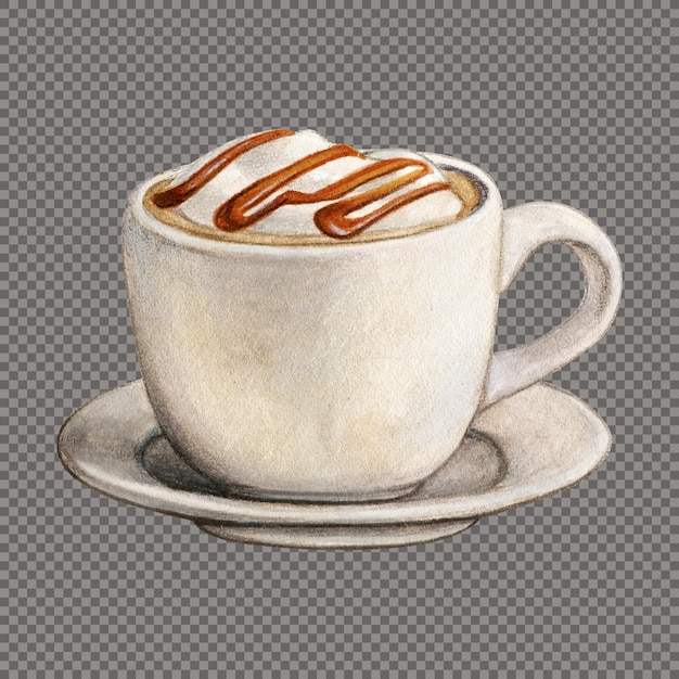 Waterverf met de hand getekende warme koffie met smaak