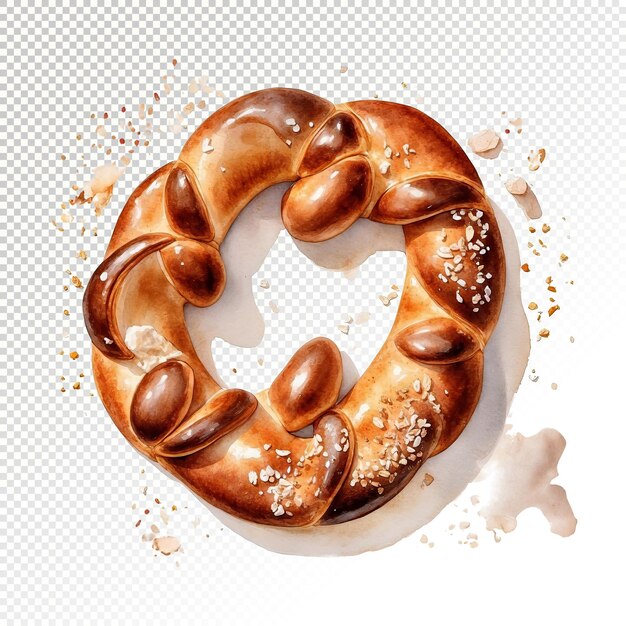 PSD waterverf pretzel met klassieke aantrekkingskracht en zout sprinkle