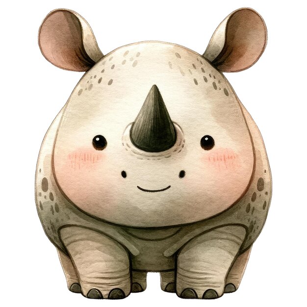 PSD waterverf schattig neushoorn clipart