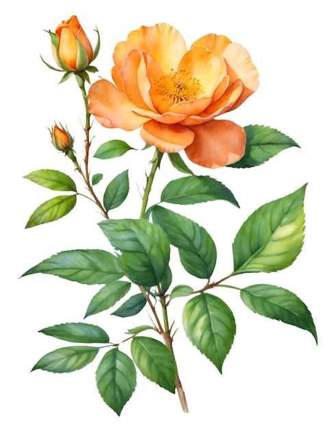 Waterverf schilderij van de wilde roos