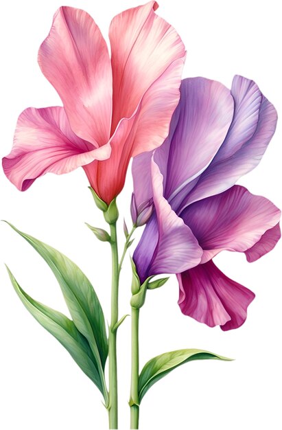 PSD waterverf schilderij van sweet pea flower aigenerated