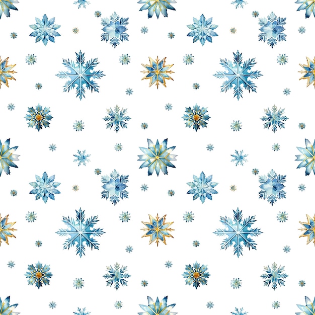 PSD waterverf sneeuwvlokken naadloos patroon blauwe sneeuwvlokken geïsoleerd op een transparante achtergrond