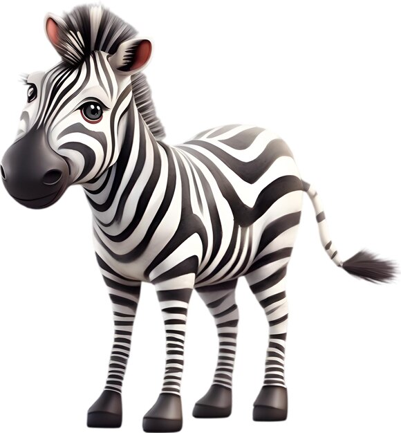 PSD waterverf tekening van een schattige zebra in cartoon stijl