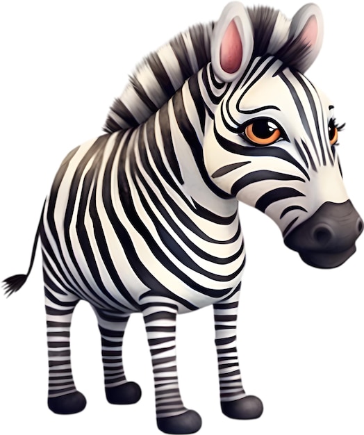 Waterverf tekening van een schattige zebra in cartoon stijl