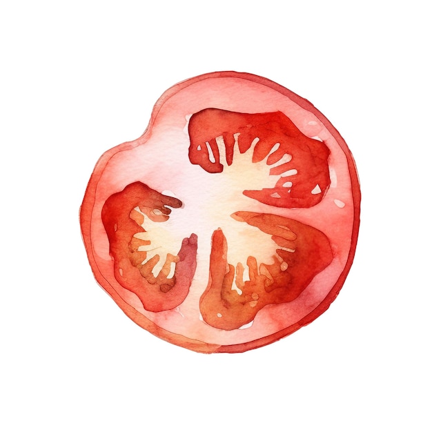 PSD waterverf tomatenillustratie met de hand getekend vers voedselontwerpelement geïsoleerd op een witte achtergrond