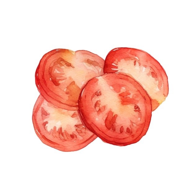 Waterverf tomatenillustratie met de hand getekend vers voedselontwerpelement geïsoleerd op een witte achtergrond