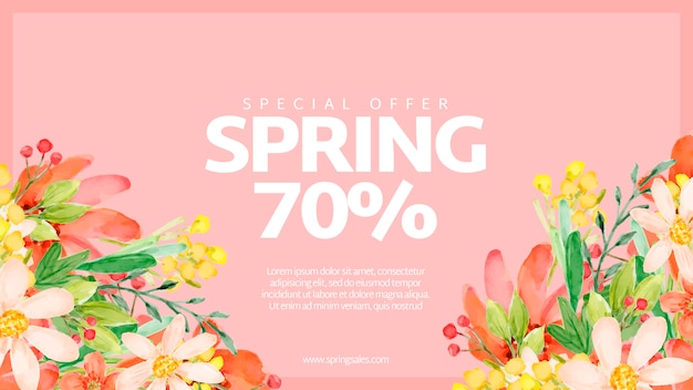 Waterverf voorjaarsverkoop banner sjabloon