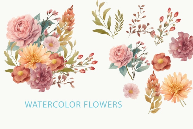 Waterverfbloemen PSD voor ontwerpen
