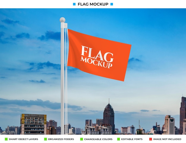 Wave flag mockup design rendering