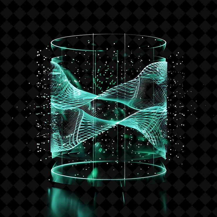 PSD wave particle gate with dual nature and seafoam green wave p png y2k shape neon color collection