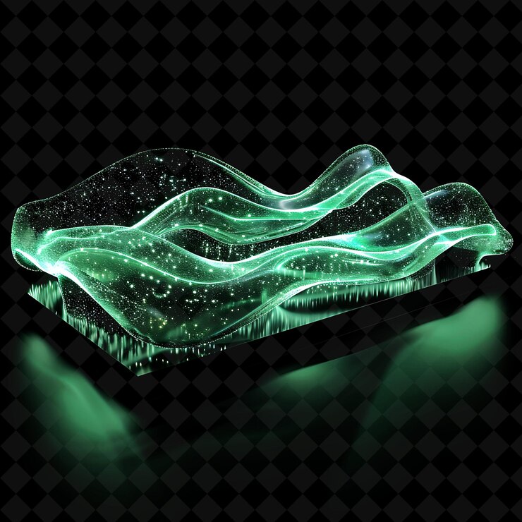 PSD wave particle gate with dual nature and seafoam green wave p png y2k shape neon color collection