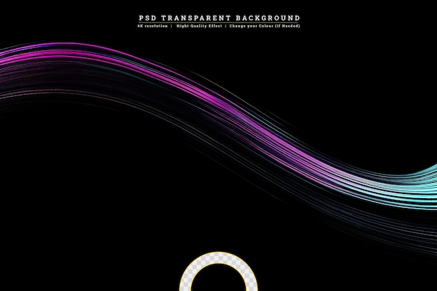 PSD wave of particles trail lights on transparent background