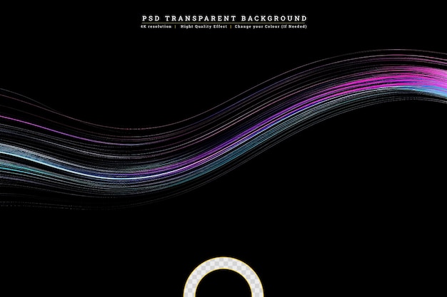 PSD wave of particles trail lights on transparent background