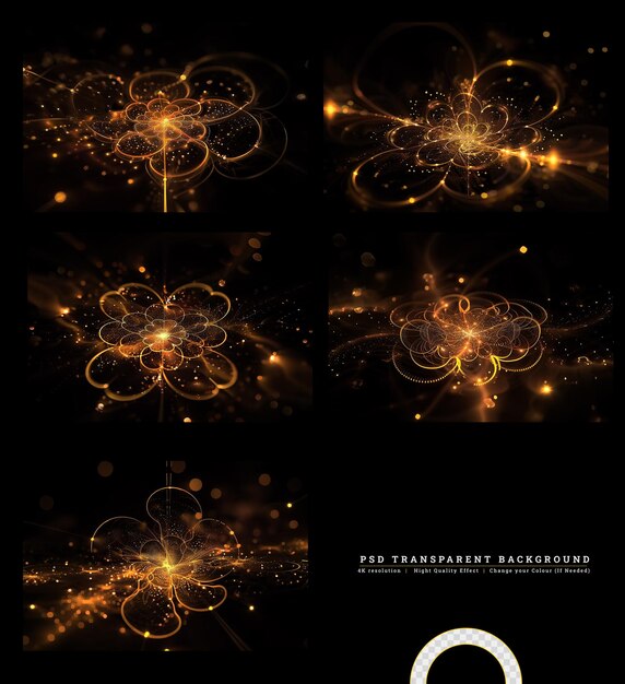 PSD wave of particles trail lights on transparent background