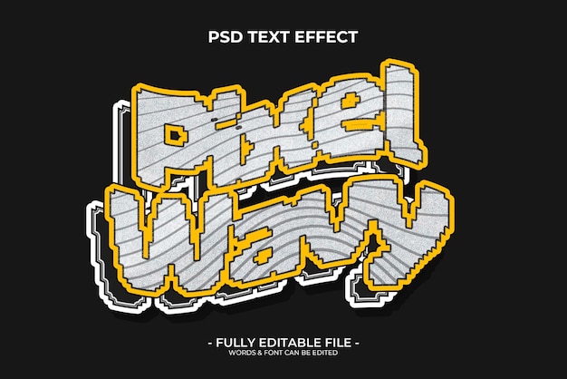 PSD pixel dell'onda effetto di testo modificabile