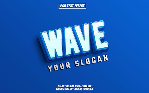 wave text effect font editable typography 3d text