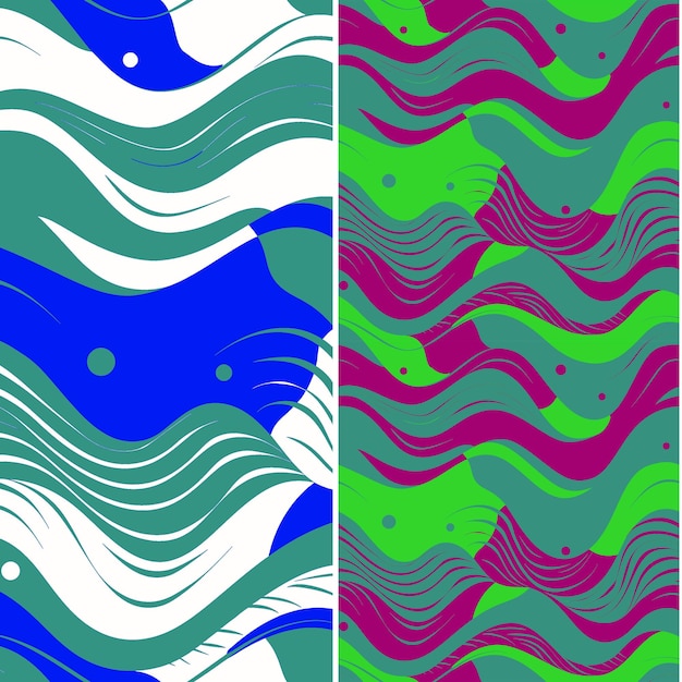 Wave With Droplet Silhouette Cascading in a Dynamic Pattern Nature Pattern Vector Designs