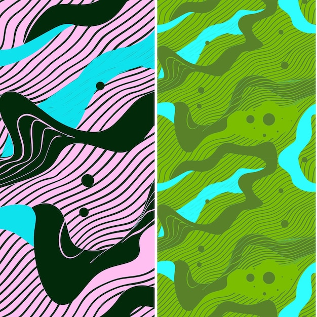 Wave With Droplet Silhouette Cascading in a Dynamic Pattern Nature Pattern Vector Designs