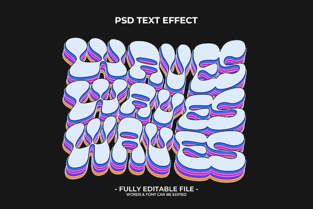 PSD waves 3d text effect