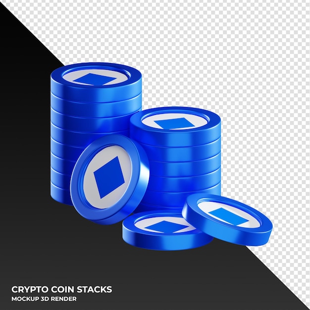 Onde moneta pile criptovaluta 3d rendering illustrazione